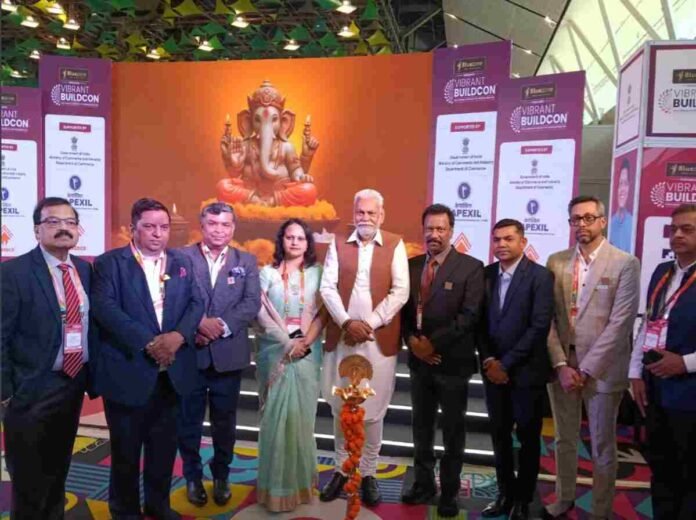 India entrepreneurship recognition, Dr Mansukh Mandaviya speech 2025, India global business potential, Indian construction industry growth, Vibrant Buildcon 2025 highlights, India building material exports, Indian real estate sector transformation, Government support for Indian businesses, Vibrant Buildcon Yashobhoomi 2025, NAREDCO real estate conference, Global construction buyers India, Building materials exhibition India, Sustainable construction India, Indian smart building technology, Construction innovation event New Delhi, B2B real estate events 2025, International buyers at Vibrant Buildcon, India global construction hub, Export opportunities for Indian manufacturers, India infrastructure exports, India real estate global partnerships, Indian products in international markets, NAREDCO Mahi women leaders, Women empowerment in construction, Smita Patil SSPL leadership, Gender equality in infrastructure sector, G Hari Babu NAREDCO, Harsh Vardhan Bansal Vegas Mall, Gaurav Jain Infracorp Bahrain, Sunil Shetty Vibrant Buildcon ambassador, Unity Group real estate,