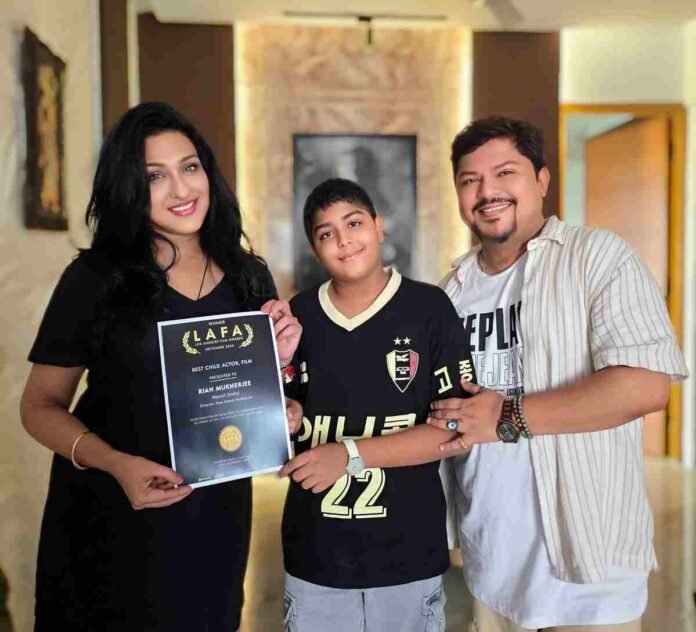 Rian Mukherjee, Rian Mukherjee LAFA 2026, Best Child Actor Award, Los Angeles Film Awards 2026, Manzil Movie, Manzil Hindi Film, Ram Kamal Mukherjee, Rituparna Sengupta, Sanjay Suri, Abhishek Kumar, Dhanbad Talkies, Endeavour Films, Indian Child Actor, Indian Cinema News, International Film Awards, Debut Actor Rian Mukherjee, Manzil Film Cast, Hindi Film News, Jean Vincentelli, Best Child Actor LAFA